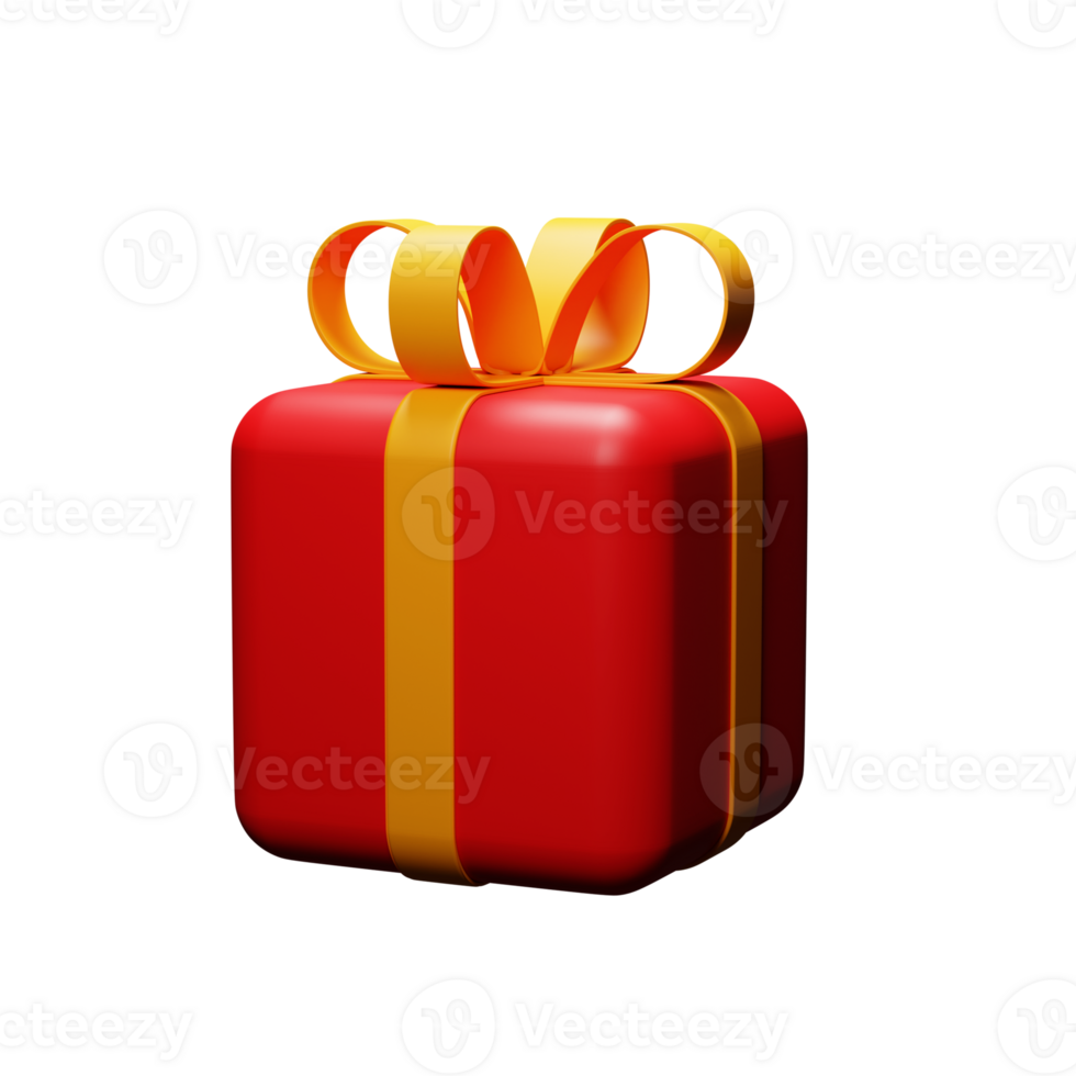 3D Render Of Red And Yellow Gift Box Icon. png
