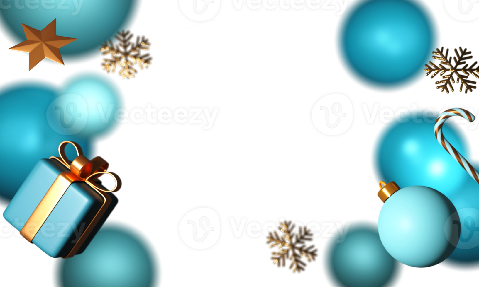 3D Glossy Gift Box With Bauble, Golden Glitter Snowflakes, Star Decorated Background And Copy Space. png