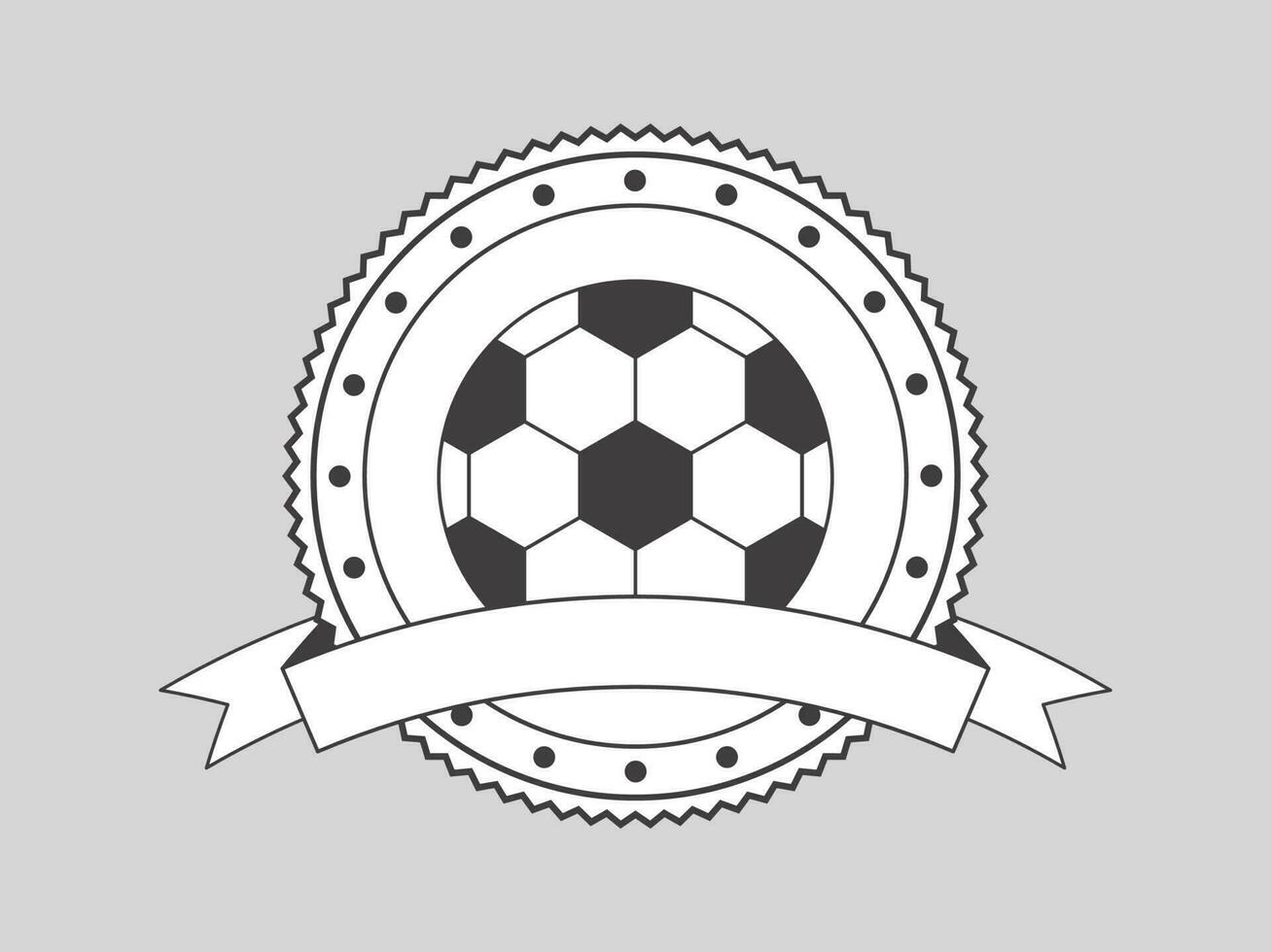 Doodle Football Badge Or Label Element On Gray Background. vector