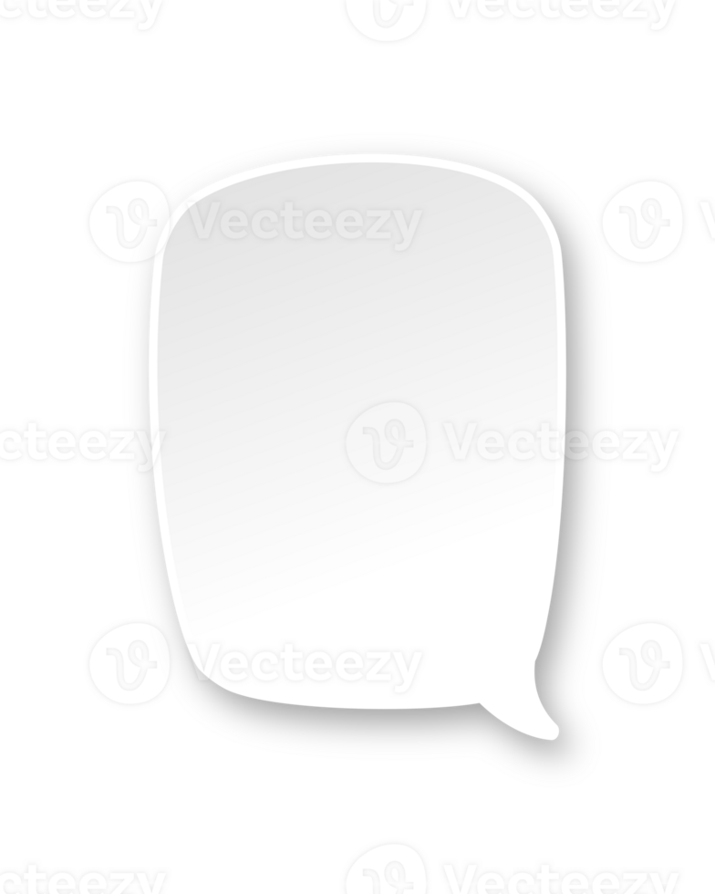 White 3D paper speech bubble. Simple minimal thought balloon infographic design element png