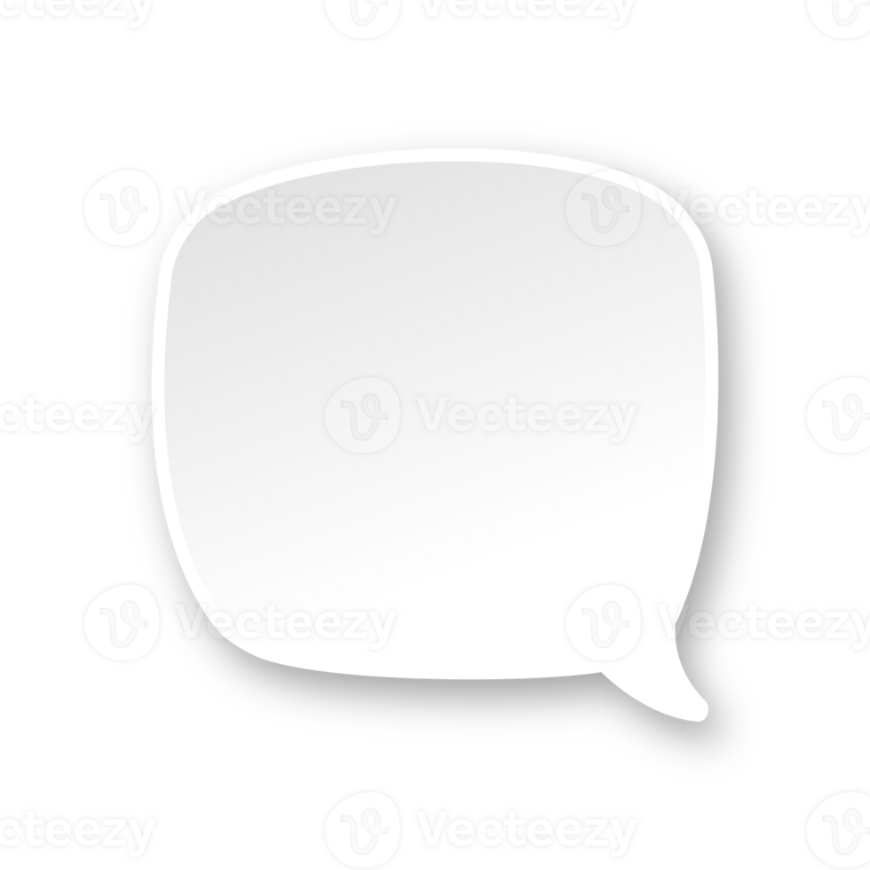 White 3D paper speech bubble. Simple minimal thought balloon infographic design element png