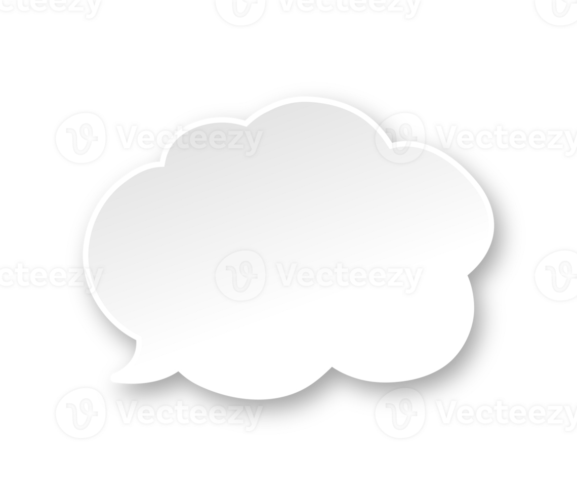 White 3D paper speech bubble. Simple minimal thought cloud infographic design element png