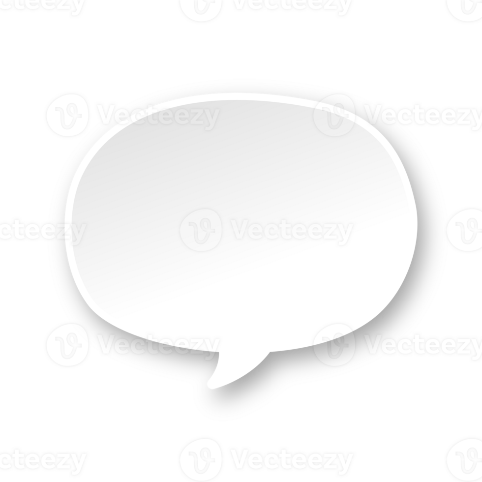 White 3D paper speech bubble. Simple minimal thought balloon infographic design element png