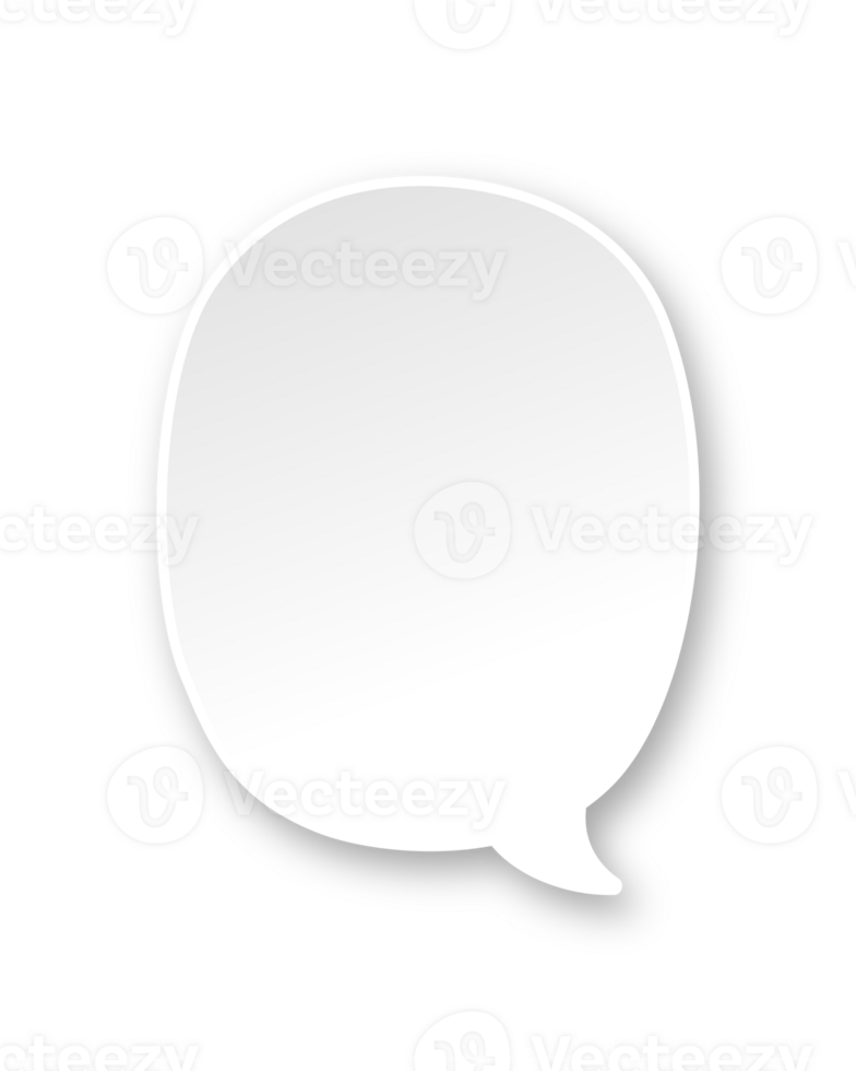 White 3D paper speech bubble. Simple minimal thought balloon infographic design element png