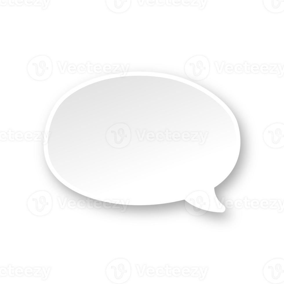White 3D paper speech bubble. Simple minimal thought balloon infographic design element png