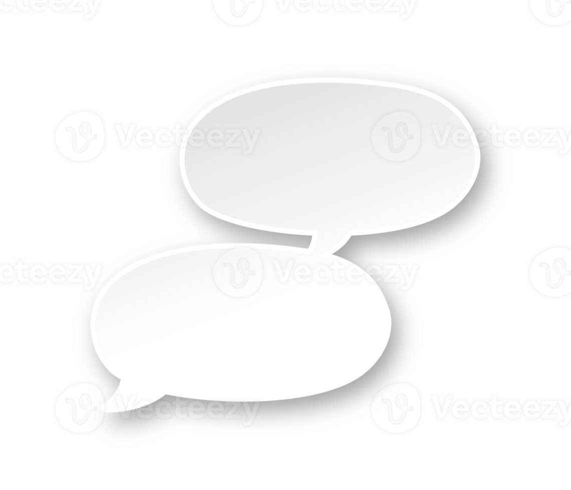 White 3D paper speech bubble. Multiple conversation dialogue template. Simple minimal thought balloon. png