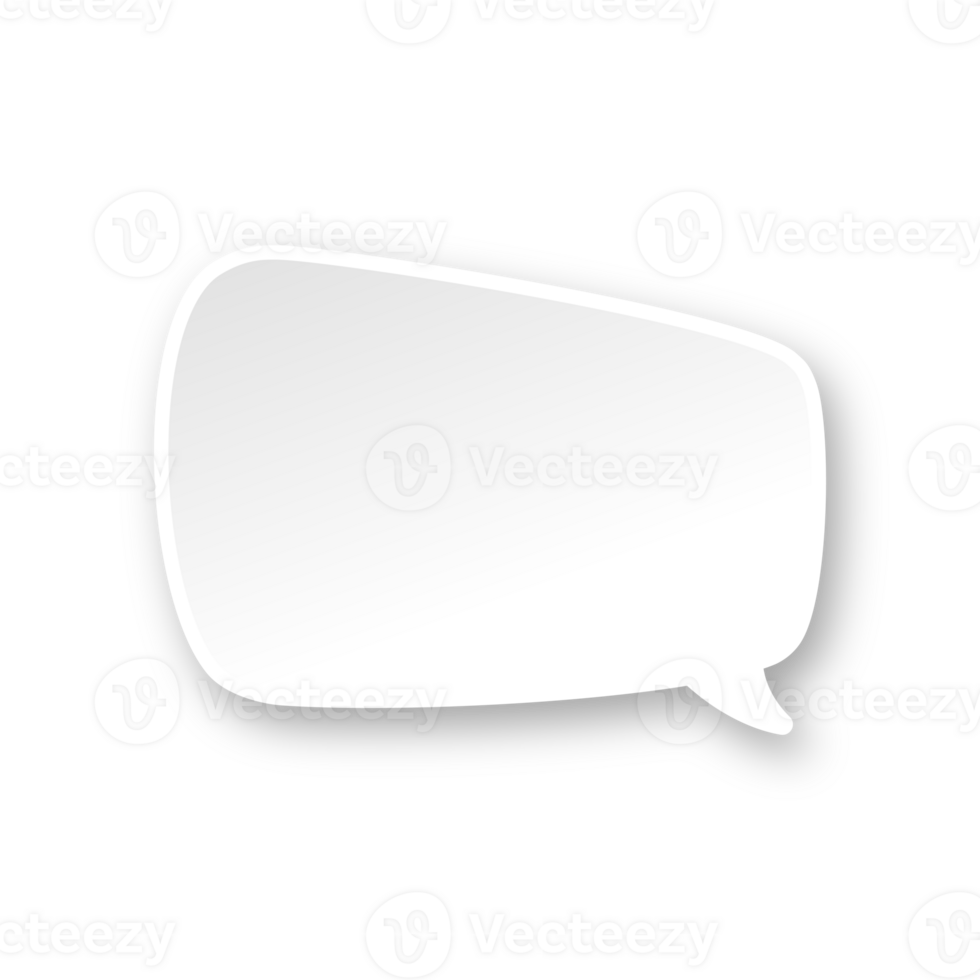 White 3D paper speech bubble. Simple minimal thought balloon infographic design element png