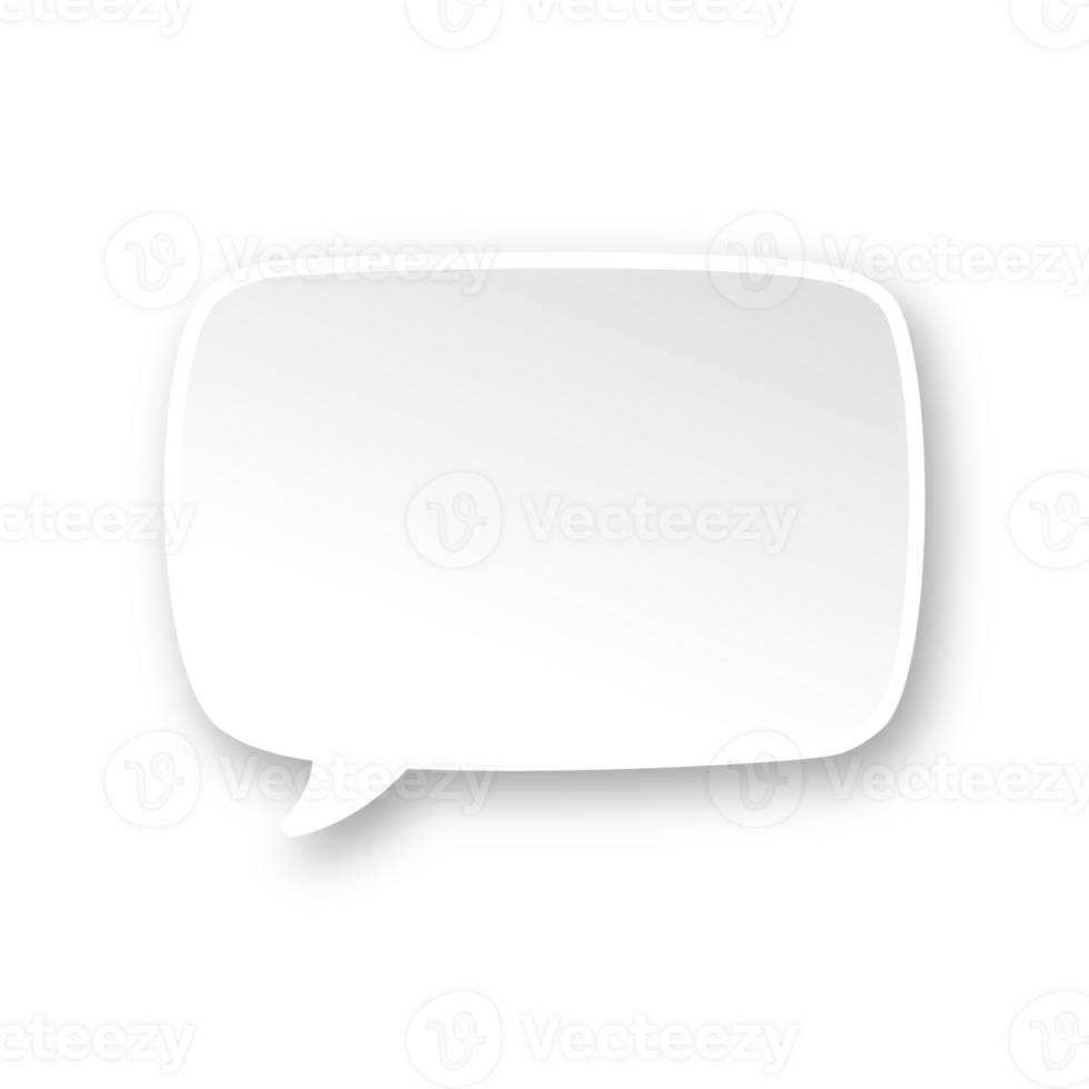 White 3D paper speech bubble. Simple minimal thought balloon infographic design element png