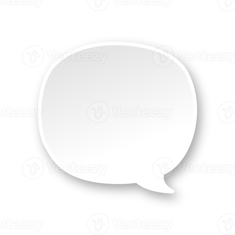 White 3D paper speech bubble. Simple minimal thought balloon infographic design element png
