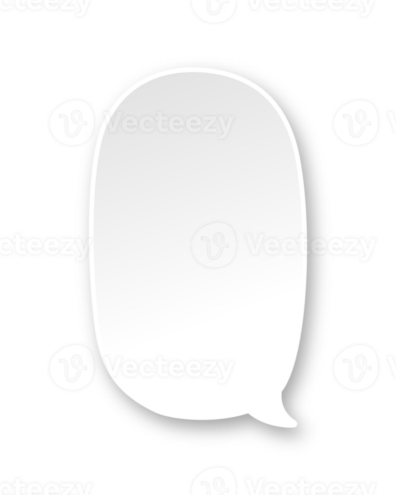 White 3D paper speech bubble. Simple minimal thought balloon infographic design element png