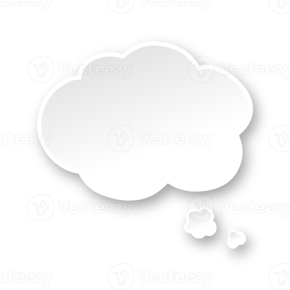 White 3D paper speech bubble. Simple minimal thought cloud infographic design element png
