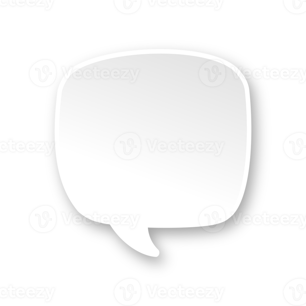 White 3D paper speech bubble. Simple minimal thought balloon infographic design element png