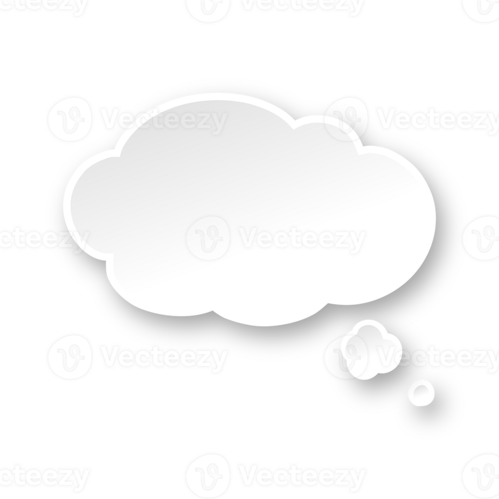 White 3D paper speech bubble. Simple minimal thought cloud infographic design element png