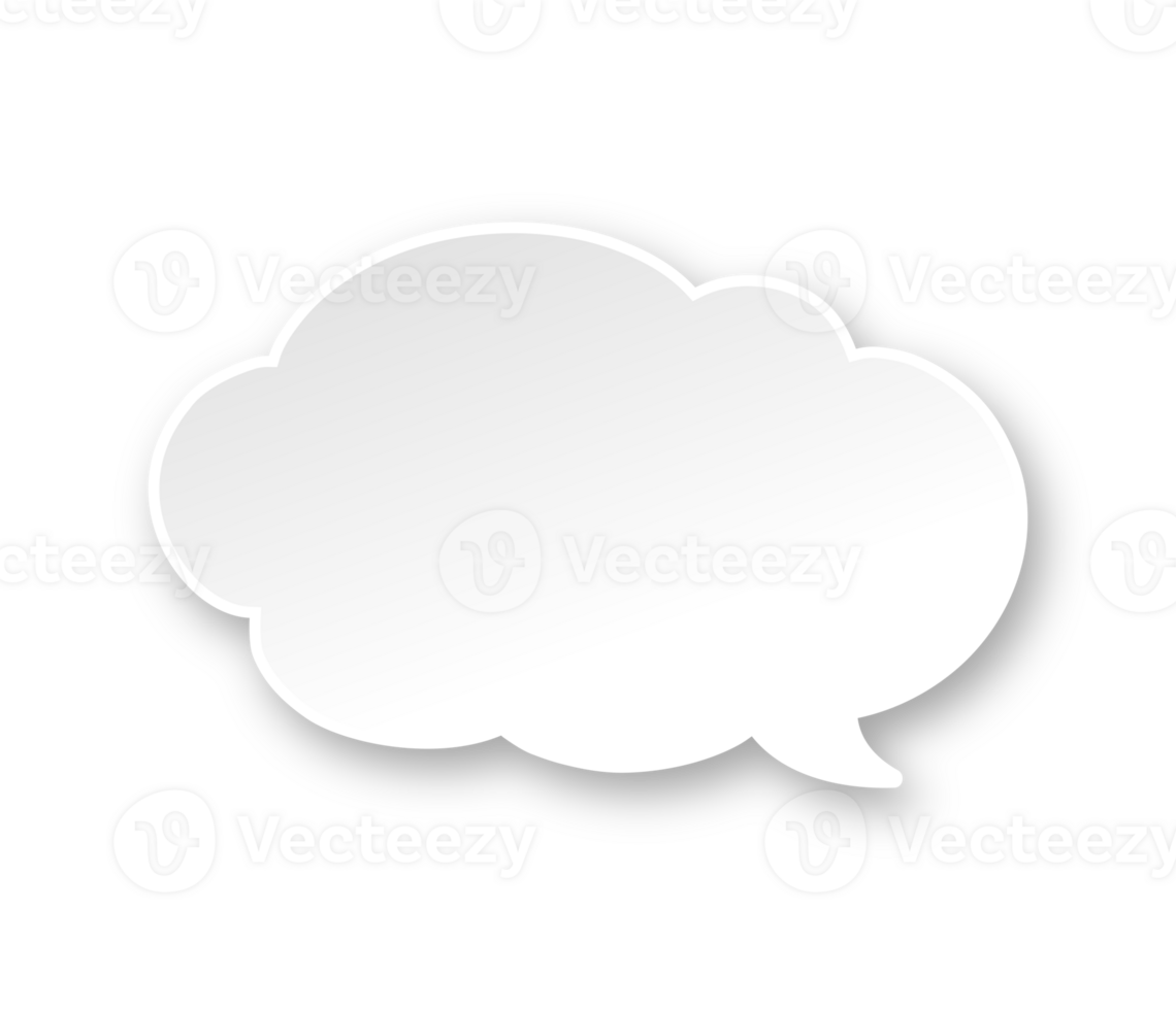 White 3D paper speech bubble. Simple minimal thought cloud infographic design element png