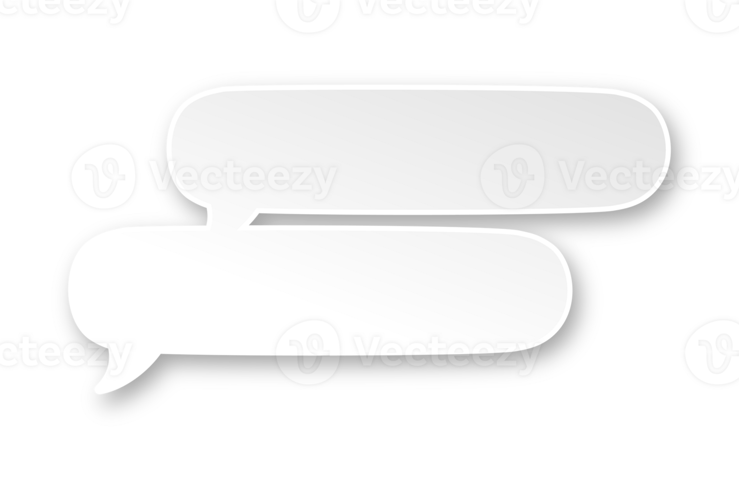 White 3D paper speech bubble. Multiple conversation dialogue template. Simple minimal thought balloon. png
