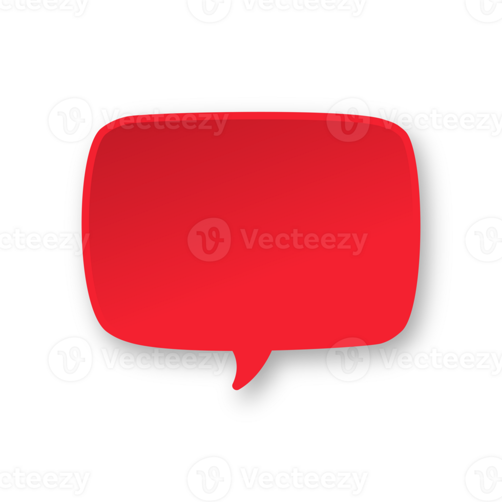 Red 3D paper speech bubble. Simple minimal thought balloon infographic design element png
