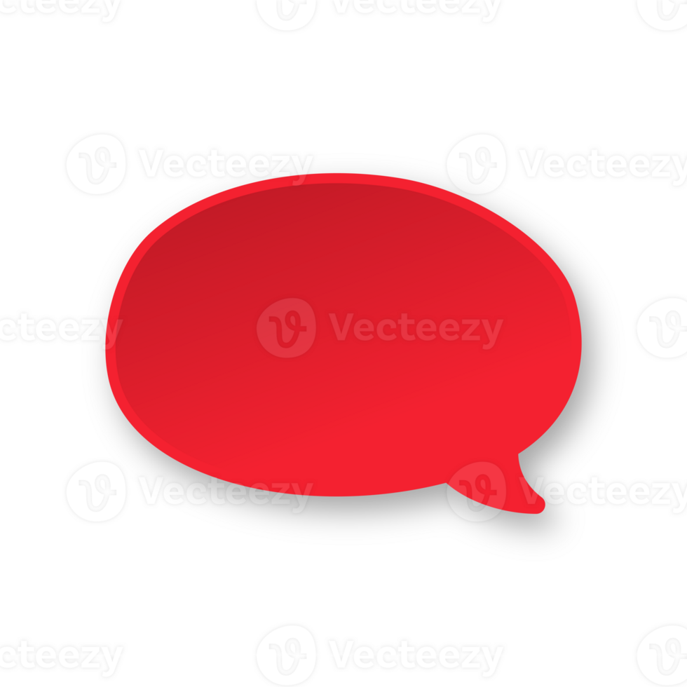 Red 3D paper speech bubble. Simple minimal thought balloon infographic design element png