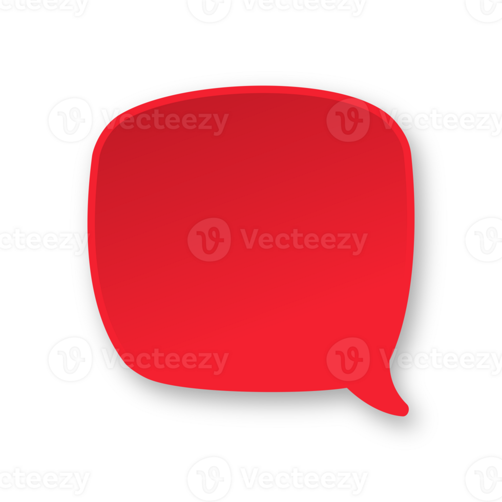 Red 3D paper speech bubble. Simple minimal thought balloon infographic design element png
