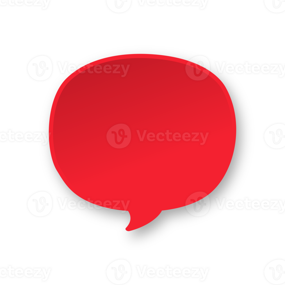 Red 3D paper speech bubble. Simple minimal thought balloon infographic design element png