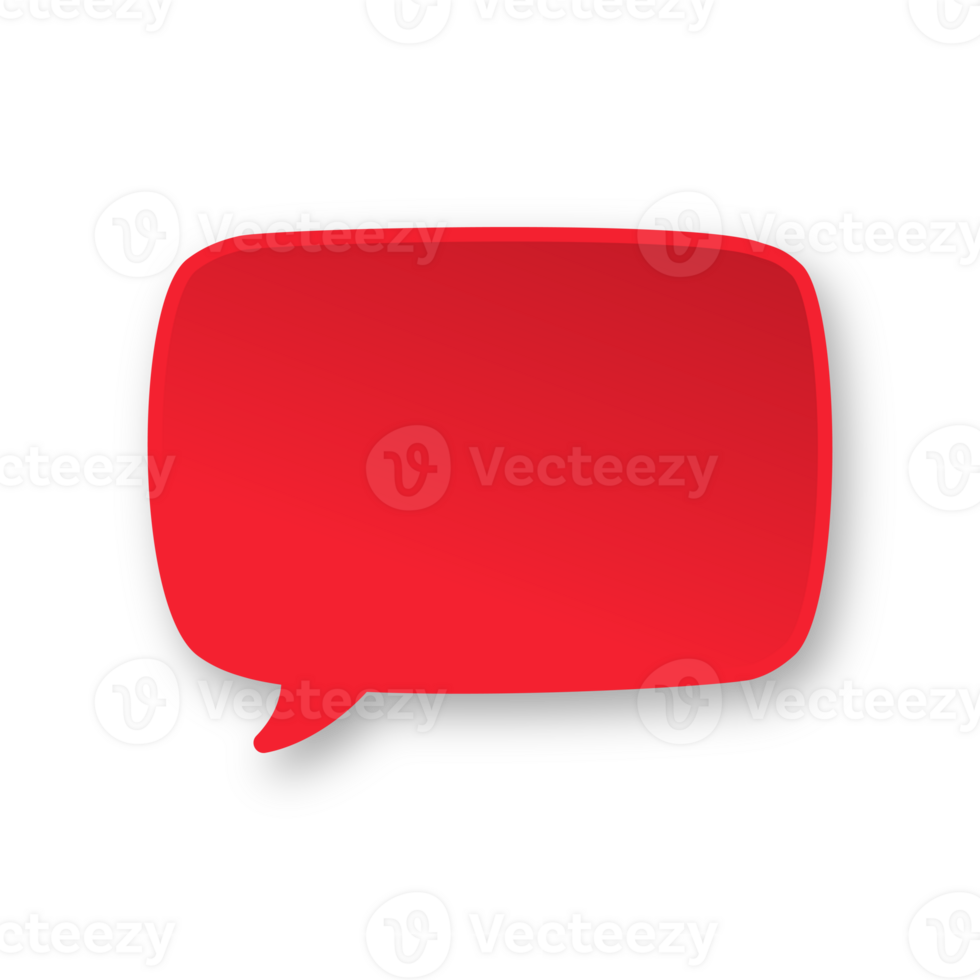 Red 3D paper speech bubble. Simple minimal thought balloon infographic design element png