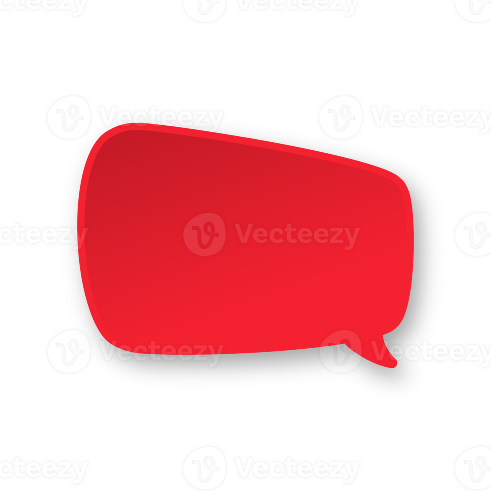 Red 3D paper speech bubble. Simple minimal thought balloon infographic design element png