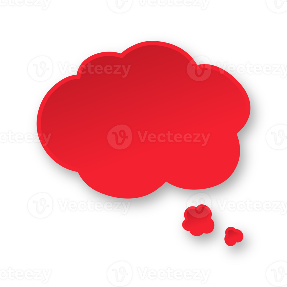 rood 3d papier toespraak bubbel wolk. gemakkelijk minimaal gedachte ballon infographic ontwerp element png