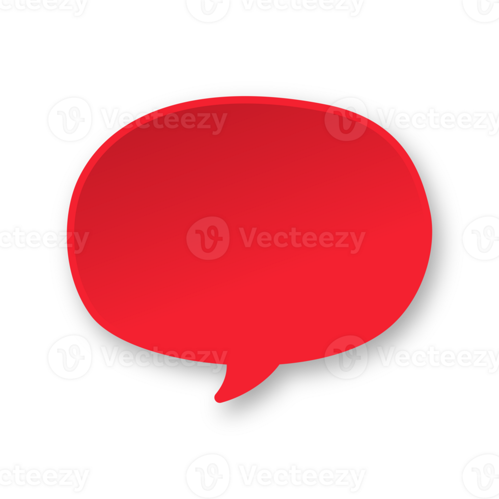 Red 3D paper speech bubble. Simple minimal thought balloon infographic design element png