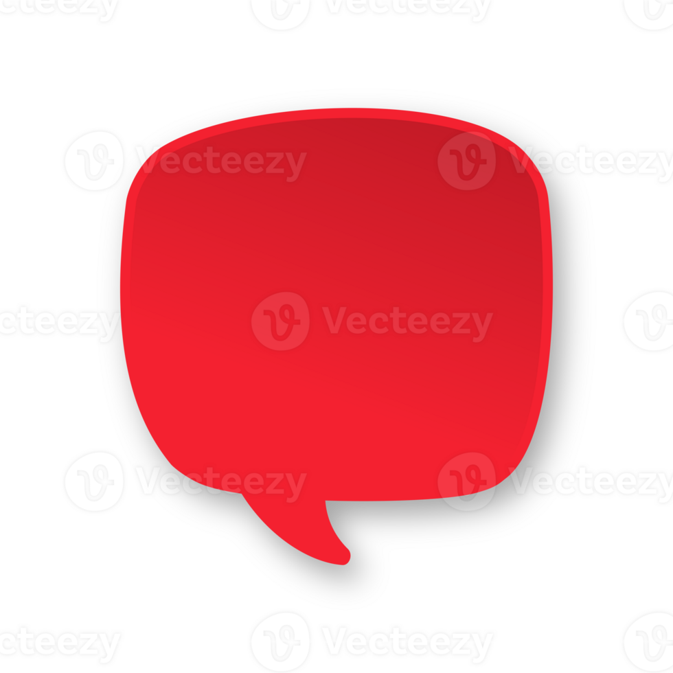 Red 3D paper speech bubble. Simple minimal thought balloon infographic design element png