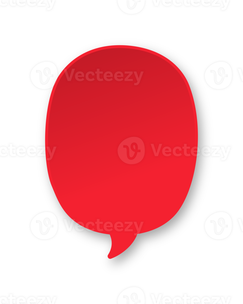Red 3D paper speech bubble. Simple minimal thought balloon infographic design element png