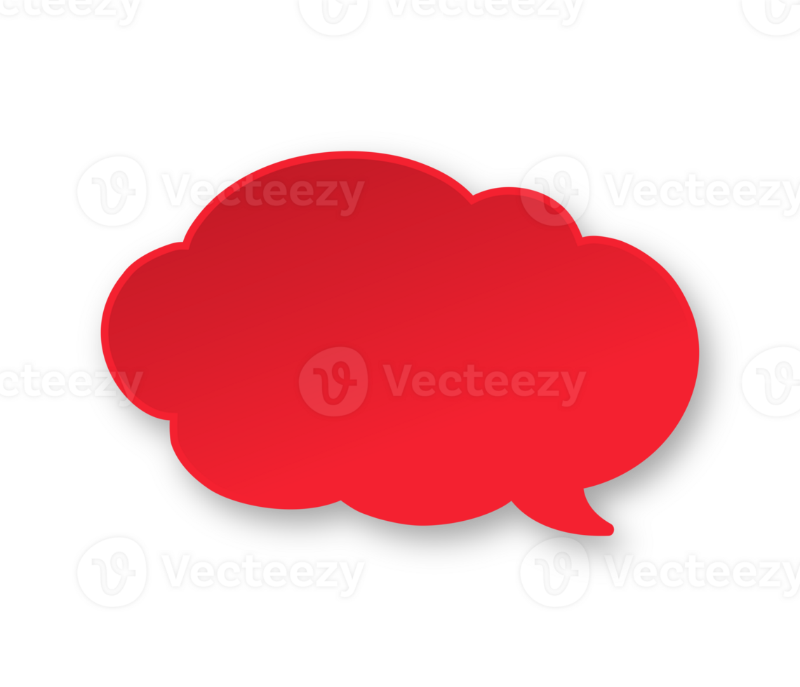 Red 3D paper speech bubble cloud. Simple minimal thought balloon infographic design element png