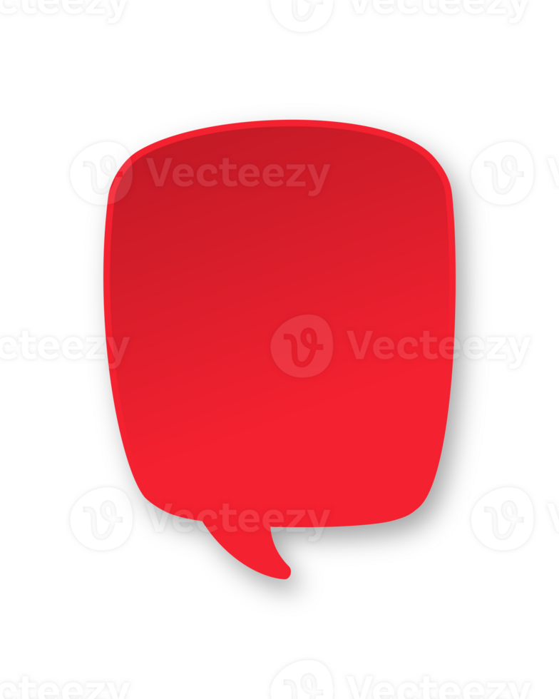 Red 3D paper speech bubble. Simple minimal thought balloon infographic design element png