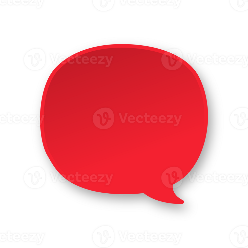 Red 3D paper speech bubble. Simple minimal thought balloon infographic design element png