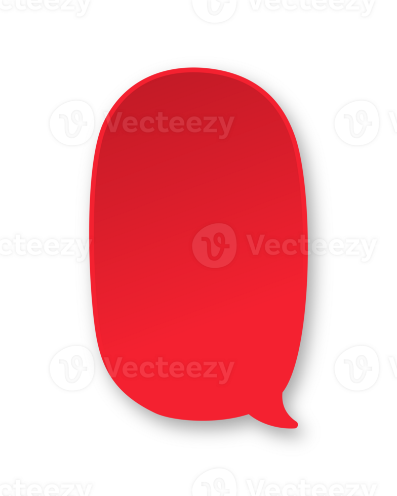 Red 3D paper speech bubble. Simple minimal thought balloon infographic design element png