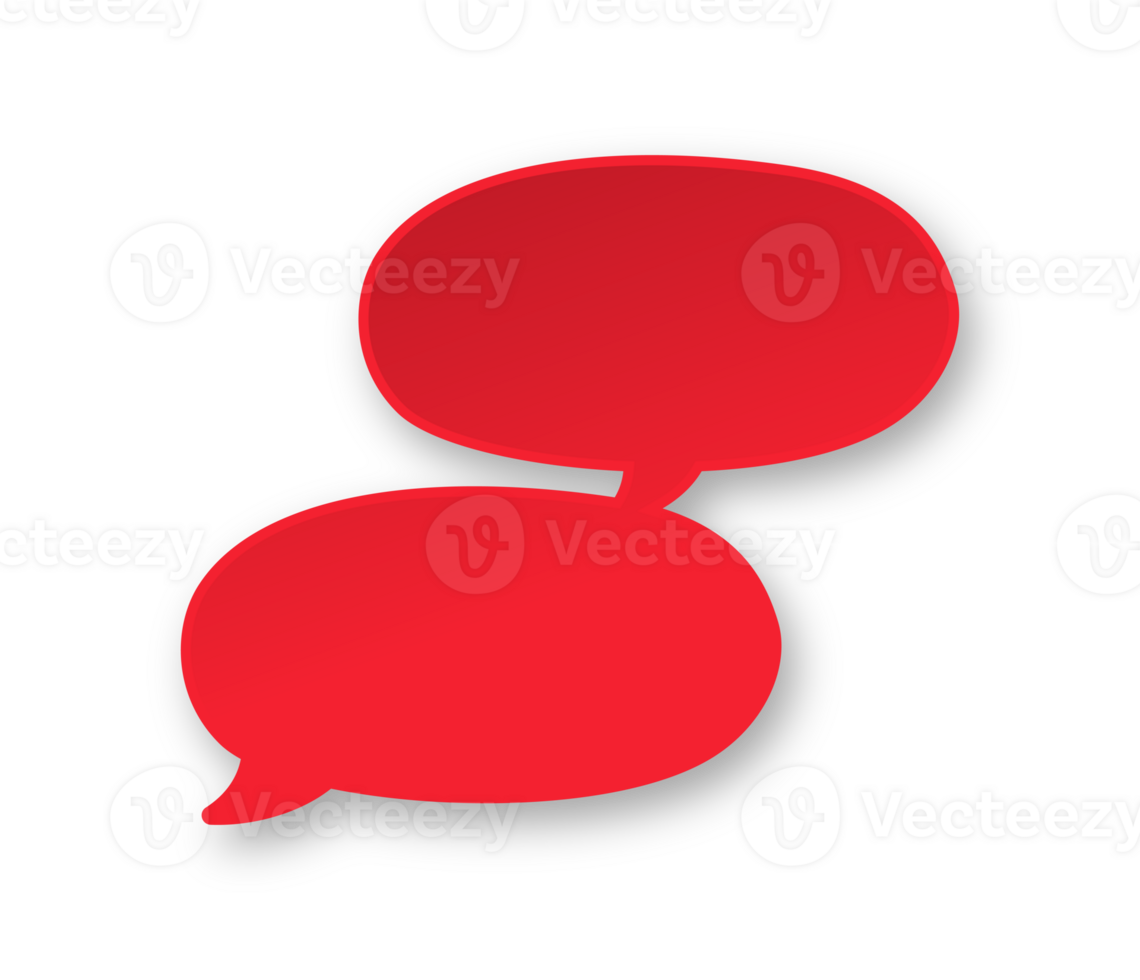 Red 3D paper speech bubble. Multiple conversation dialogue template. Simple minimal thought balloon infographic design element png