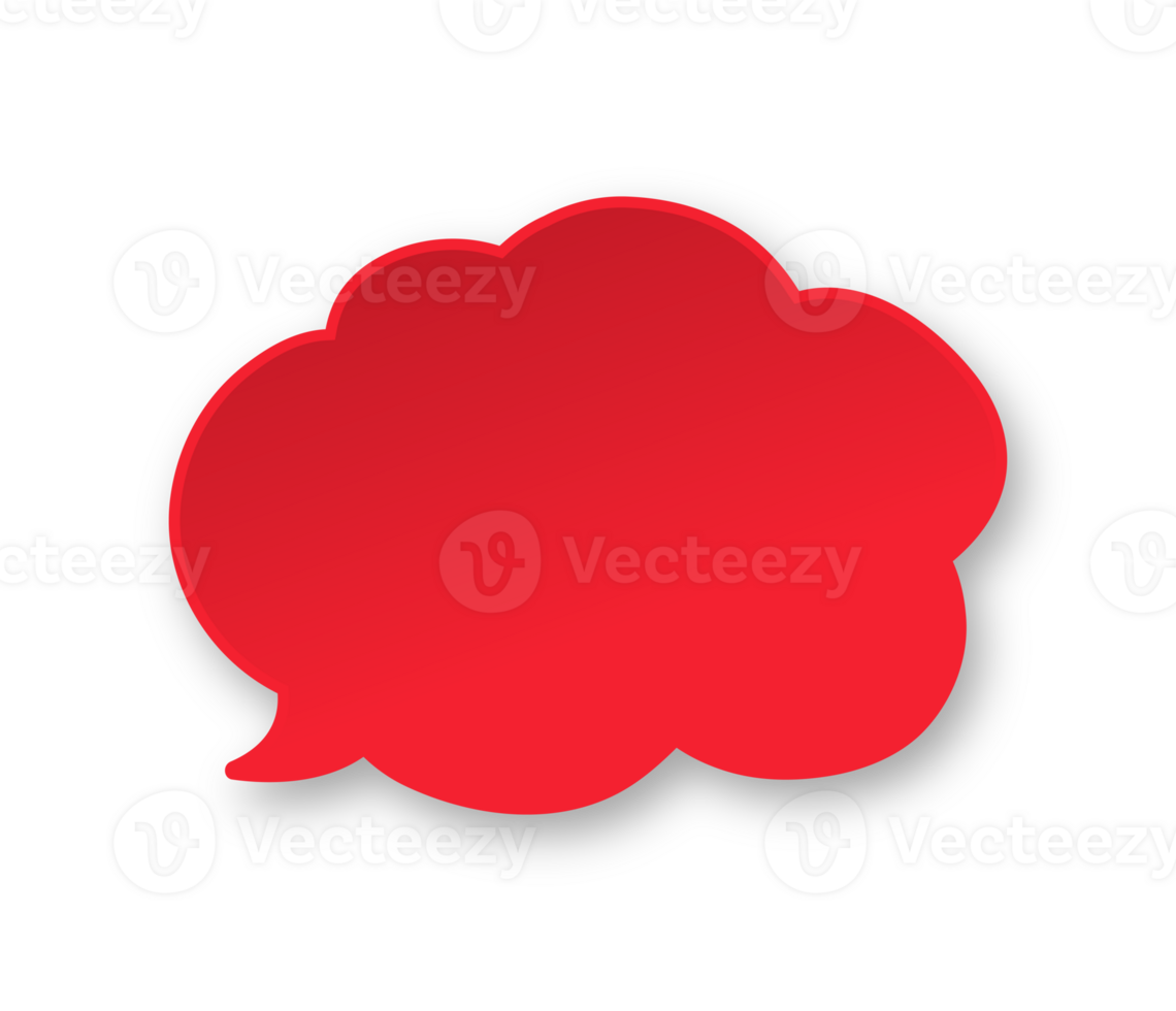 Red 3D paper speech bubble cloud. Simple minimal thought balloon infographic design element png