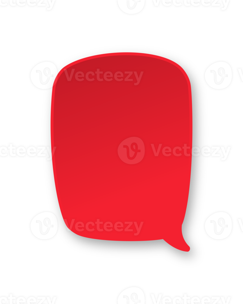 Red 3D paper speech bubble. Simple minimal thought balloon infographic design element png