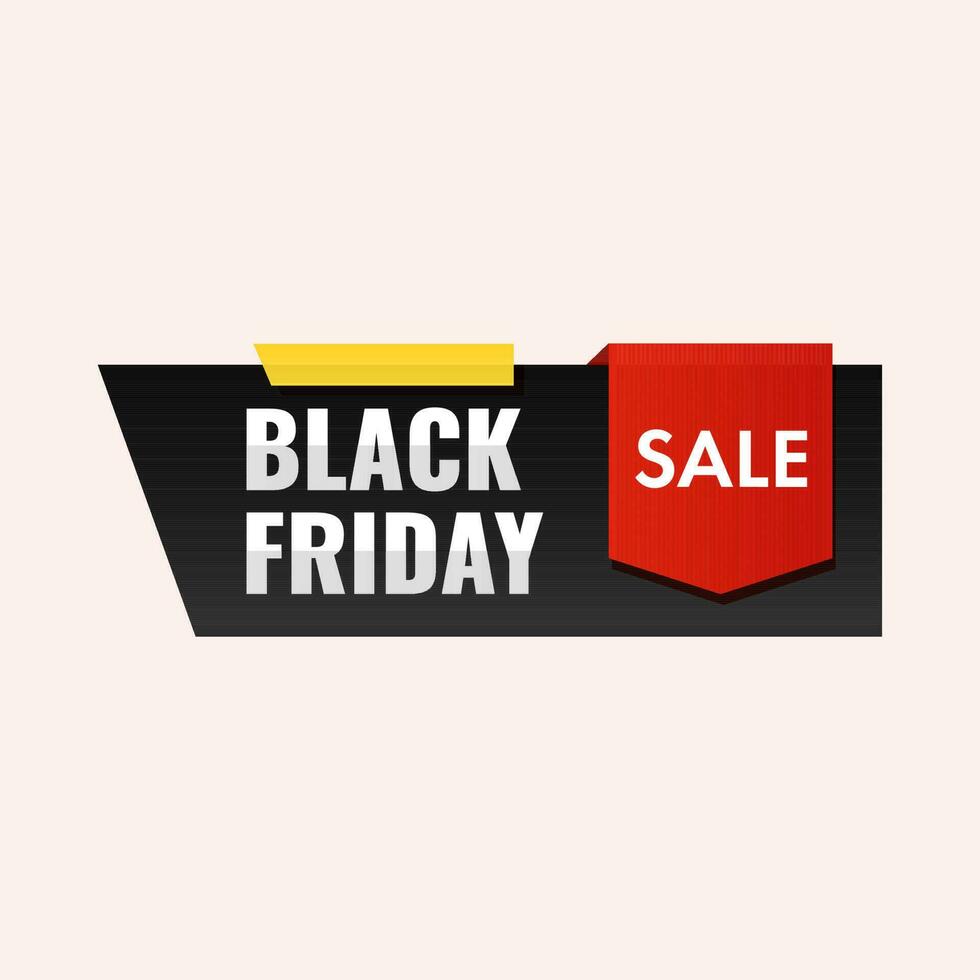 Black Friday With Sale Bookmark Ribbon On Pink Background. vector