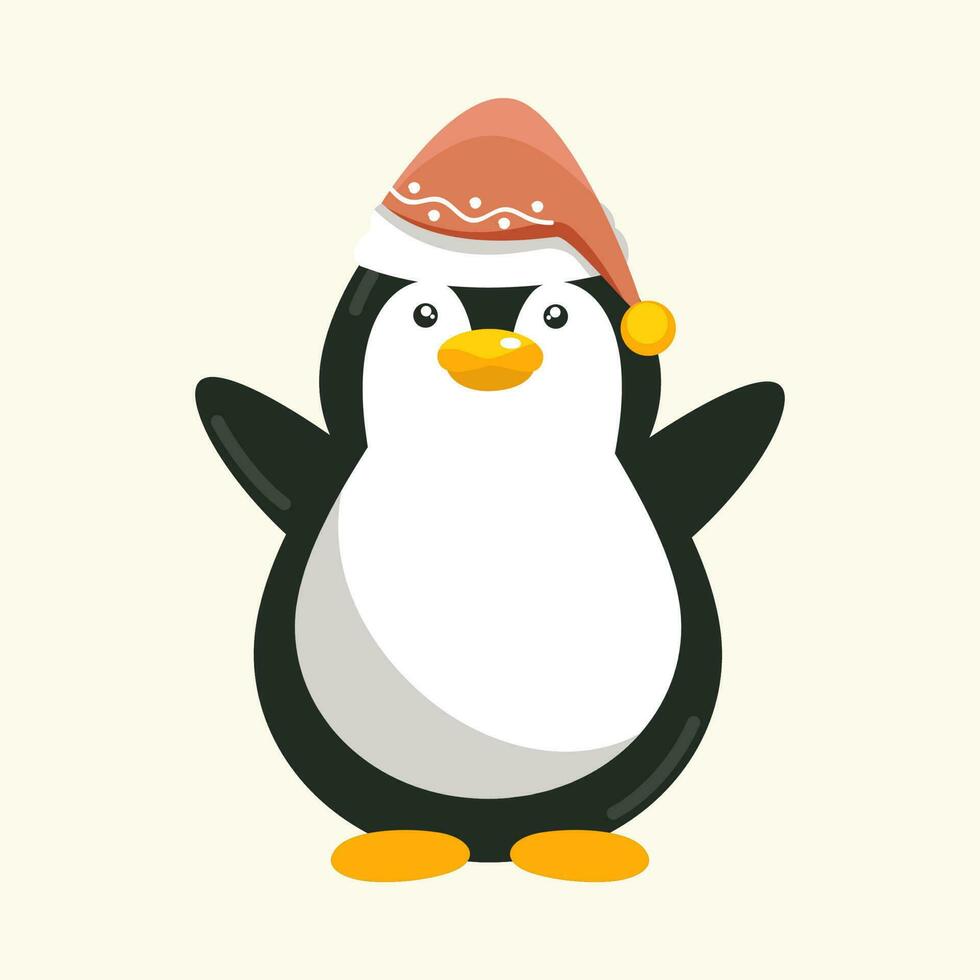 aislado pingüino vistiendo gorro gorra en cósmico latté antecedentes. vector