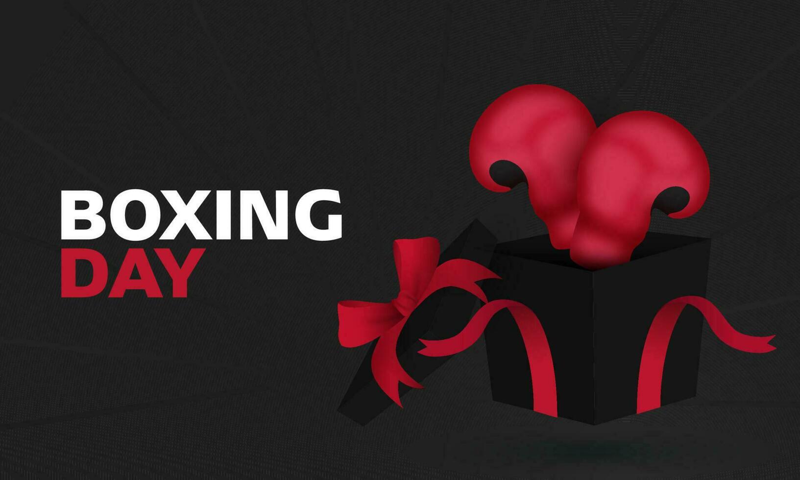 Boxing Day Banner Design With 3D Render Boxing Gloves In Open Gift Box On Black Background. vector