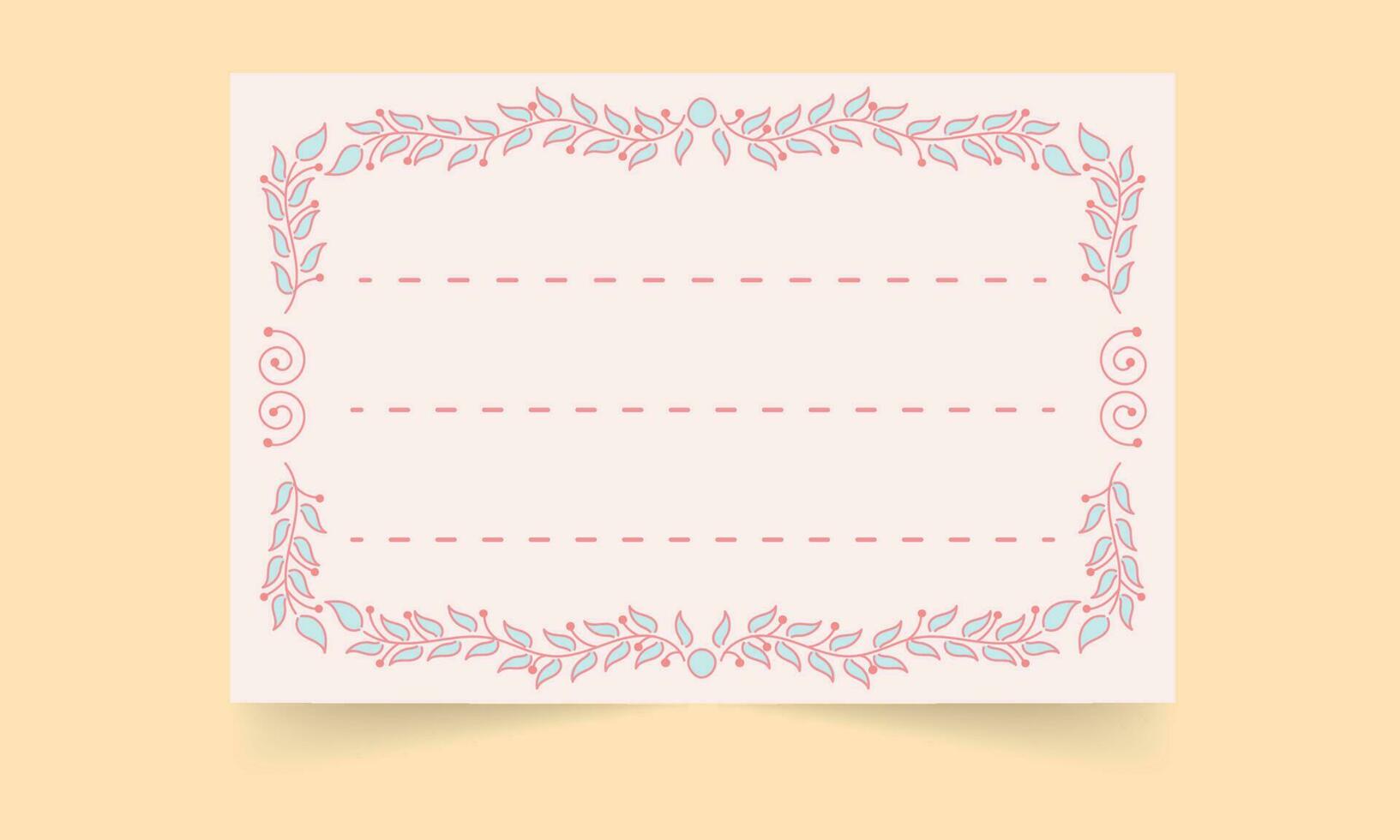 Copy Space Floral Card Or Notebook Label Over Beige Yellow Background. vector