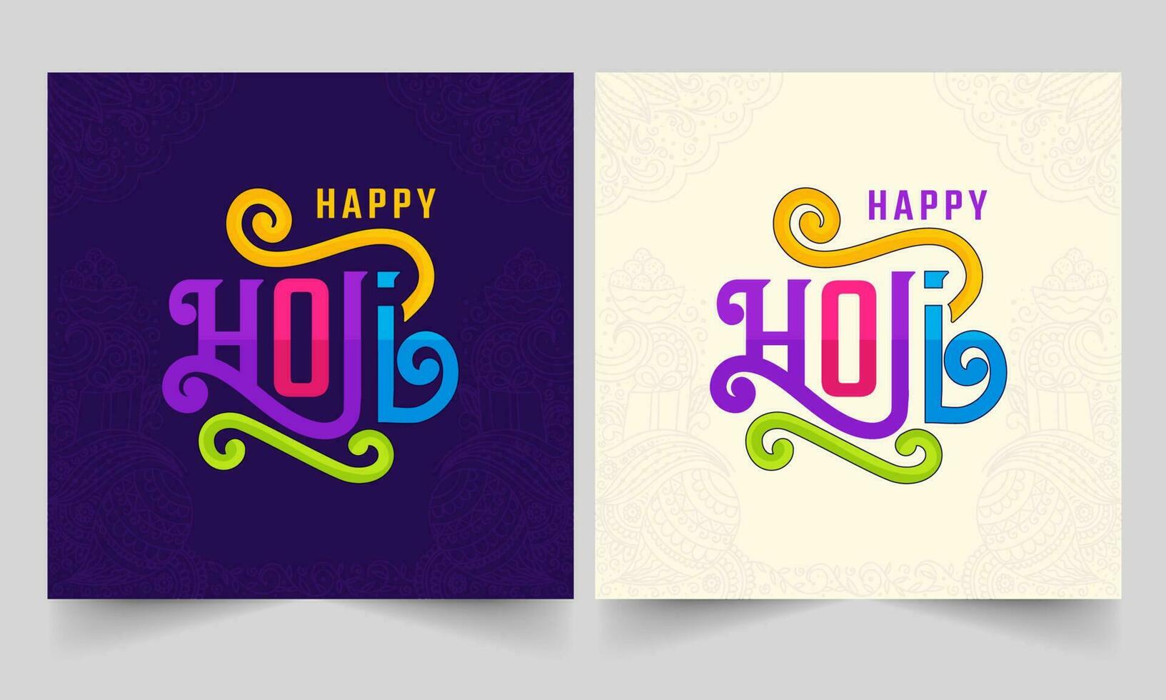 Stylish Colorful Happy Holi Font Against Paisley Pattern Background In Purple And White Color. vector