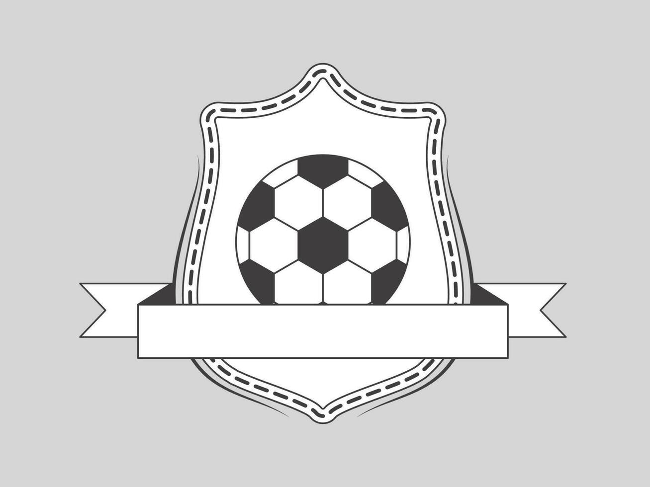 Doodle Soccer Shield Label On Gray Background. vector