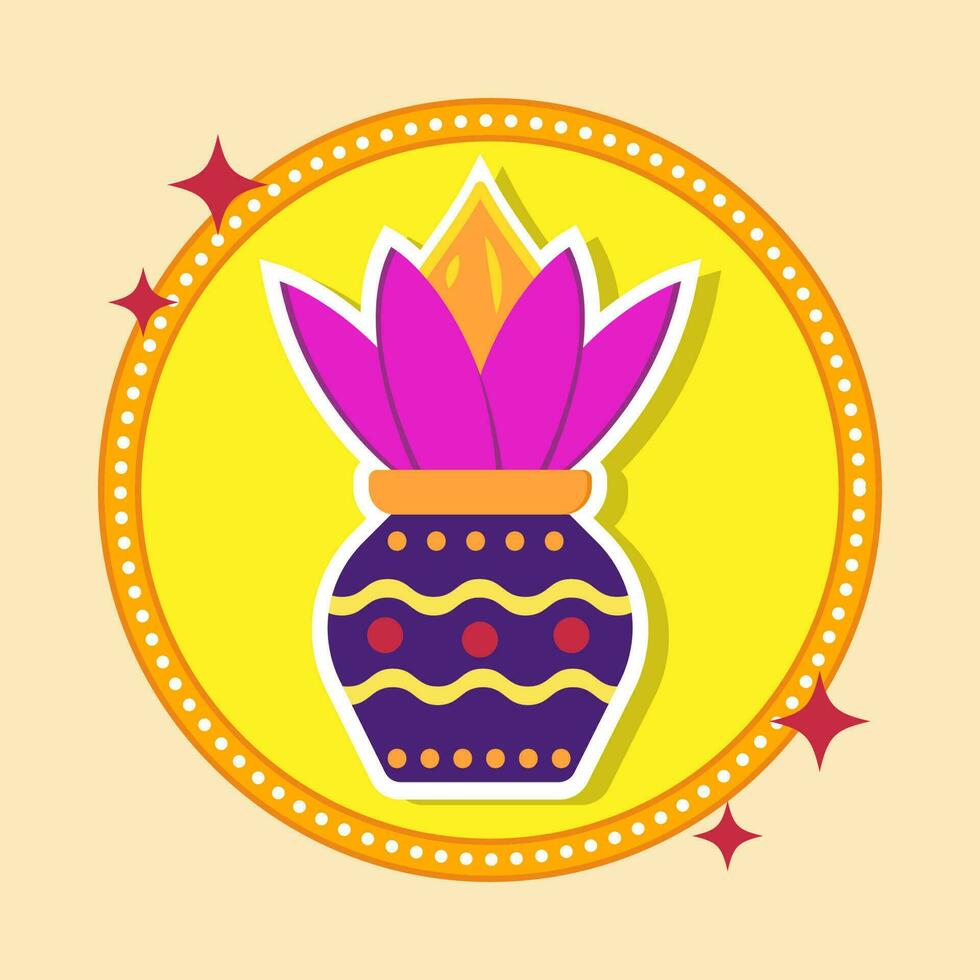 Flat Illustration Of Colorful Sticker Worship Pot Icon. vector