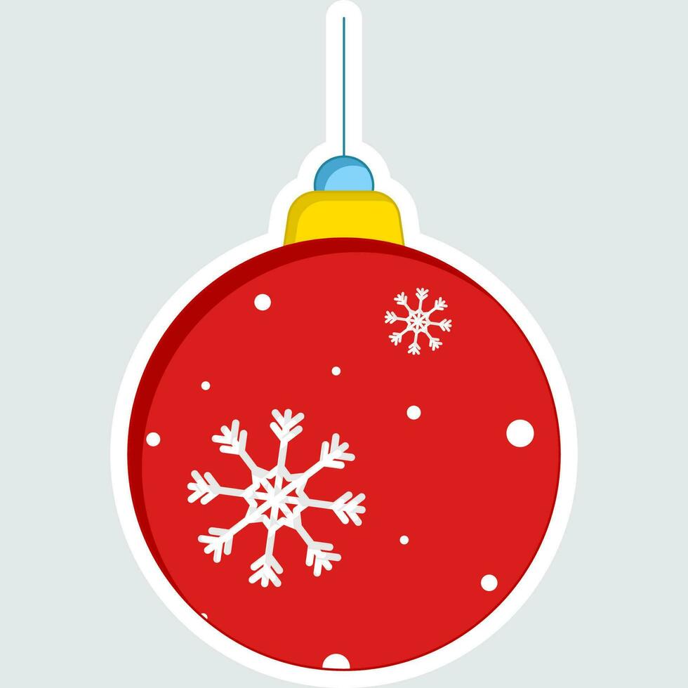 Illustration Of Beautiful Sticker Style Bauble Icon On White Background. vector