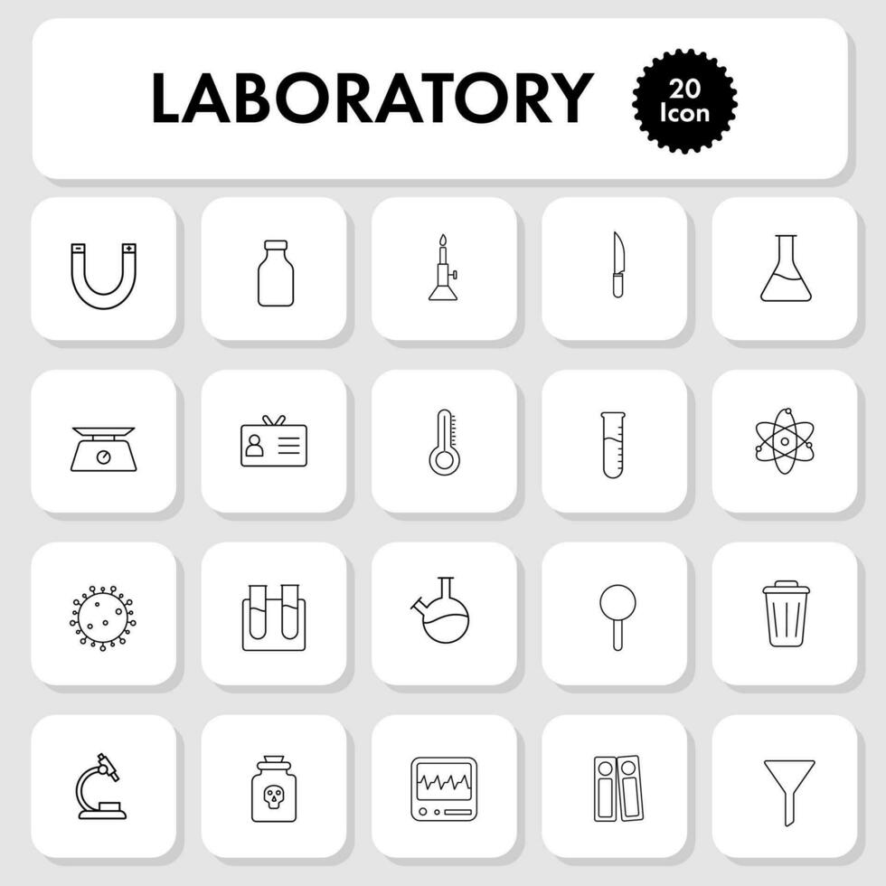 Black Outline Laboratory Icon Or Symbol On White Square Background. vector