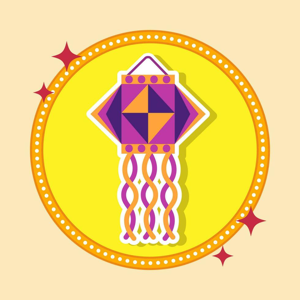 aislado pegatina estilo vistoso hexagonal kandil colgar icono en plano estilo. vector