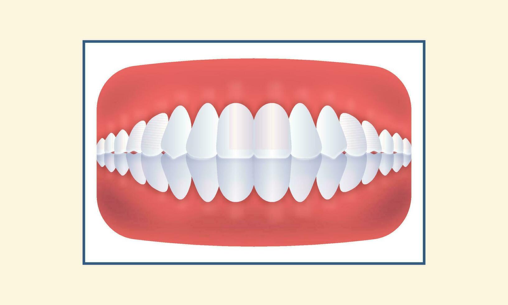 Overbite Human Teeth Icon On Yellow Background. vector