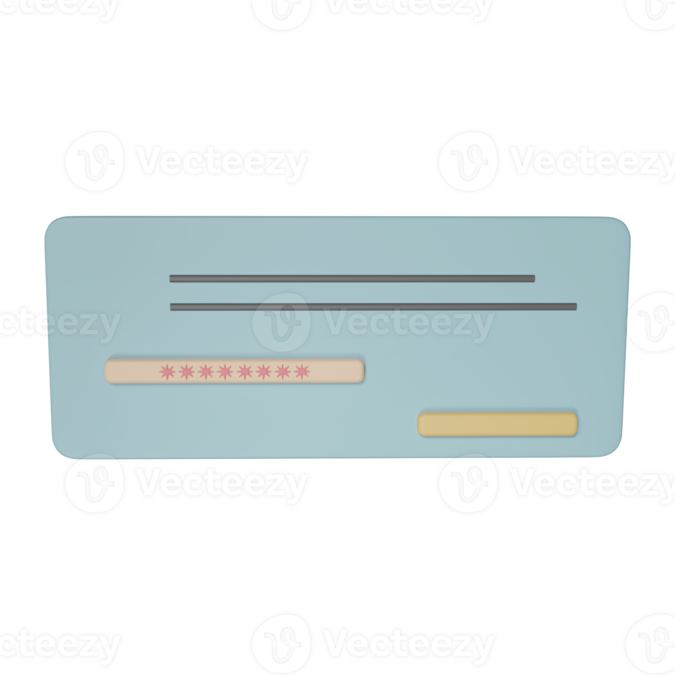 Isolated Blank Cheque Icon In 3D Render Style. png