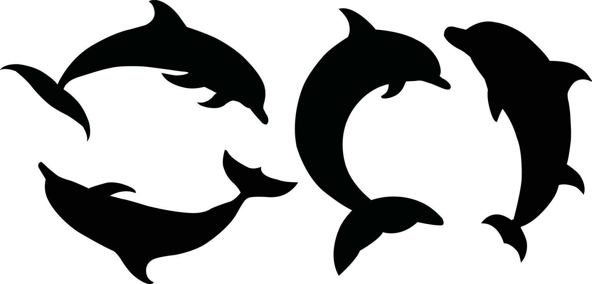 Silhouette of dolphins vector illustration