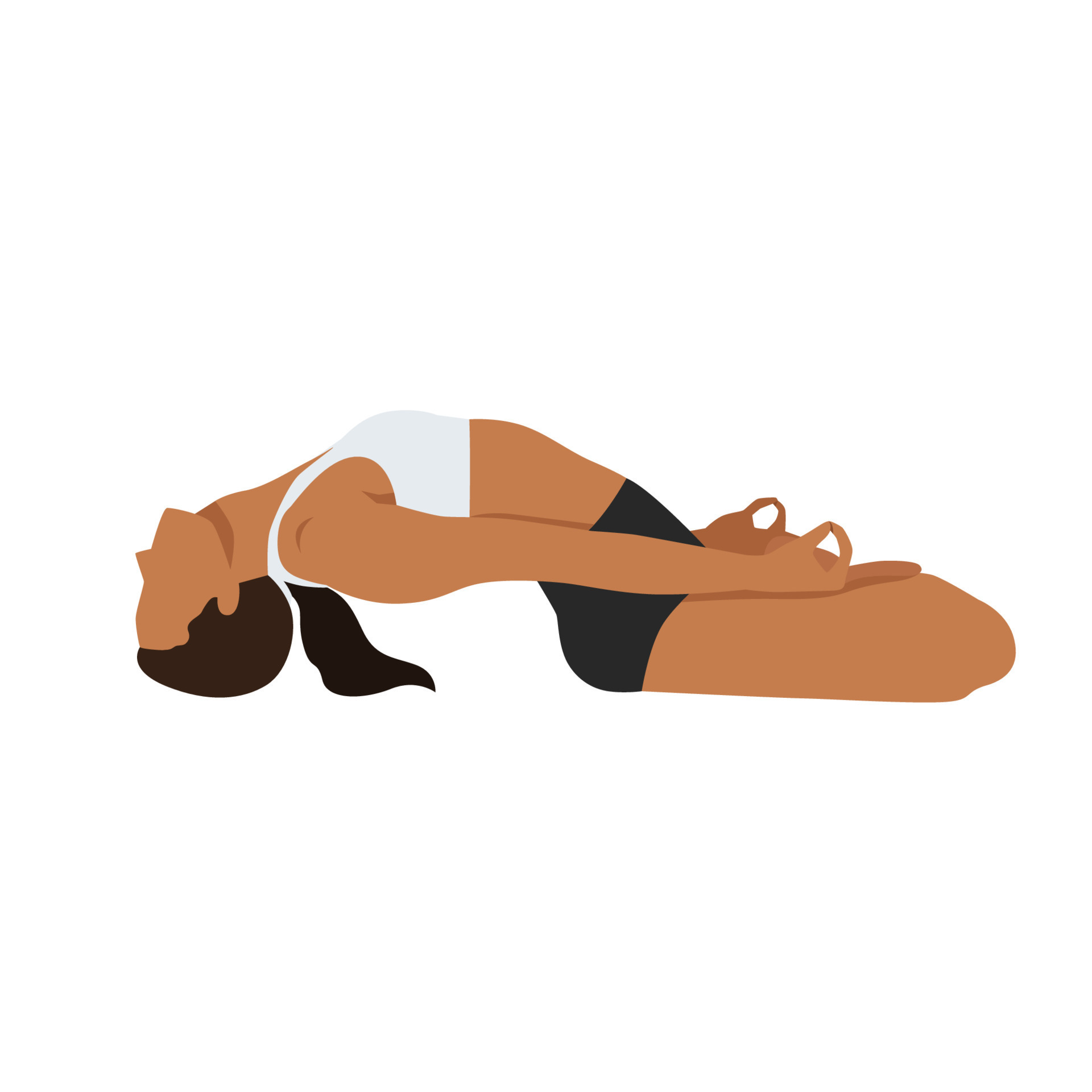 Woman doing Half lotus easy Fish Pose Variation. Beautiful girl practice  Matsyasana Variation 23226102 Vector Art at Vecteezy